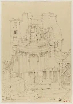 Paris Museums, Study for a view of the ruins of Saint-Louis du Louvre, [1842] Stock Photos