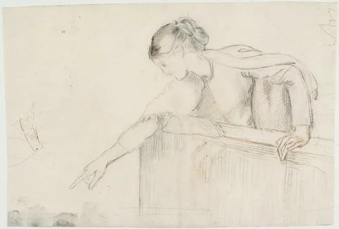 Paris Museums, Study of woman leans has a balcony Stock Photos