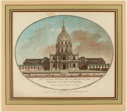 Paris Museums, Third view of the royal hotel of the invalids taken on the side o 库存照片