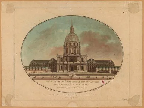 Paris Museums, Third view of the royal hotel of the invalids taken on the side o Stockfoto's