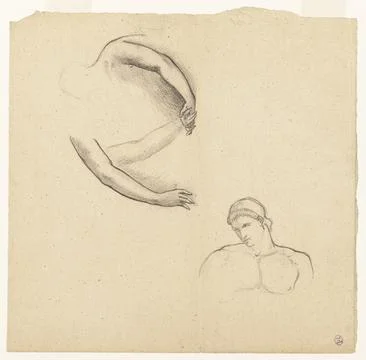 Paris Museums, Three arm studies and sketch of man (front) Stock Photos