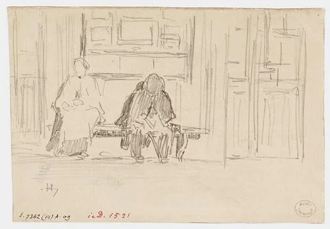 Paris Museums, Two characters on a bench dummy title Stock Photos