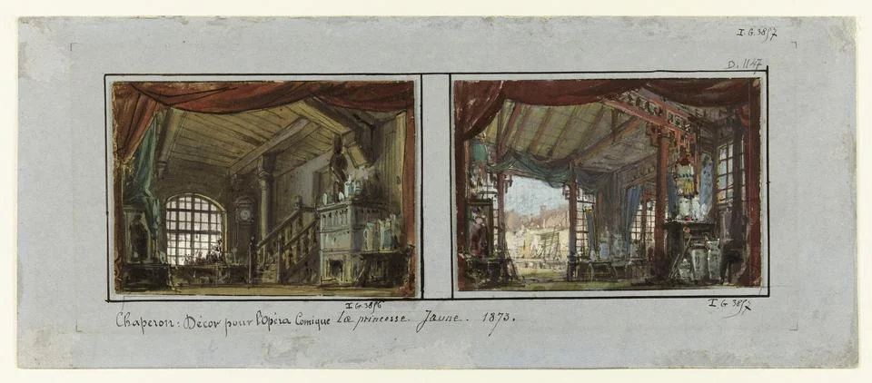 Paris Museums, Two decor projects for the Yellow Princess, Opera Comic of Camill Foto stock