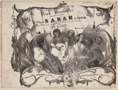 Paris Museums, Two quadrilles , on the patterns , opera Sarah de Grisar. [blanke Stock Photos