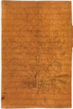 Paris Museums, Vegetal pattern associated with a Latin cross and an anchor Stockfoto's