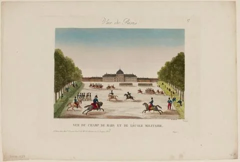 Paris Museums, View of Paris  View of the Champ de Mars and School sic military. Stock Photos
