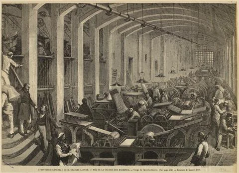 Paris Museums, View of the printing machine of Mr Charles Lahure 库存照片