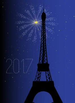 Paris Night 2017 Stock Illustration