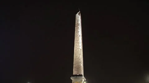 Paris by night at concorde square covered in snow Stock Footage 979935