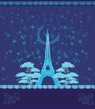 Paris In Night 스톡 일러스트