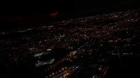 Paris by night in sky (view from a plane). Stock Footage 105908524