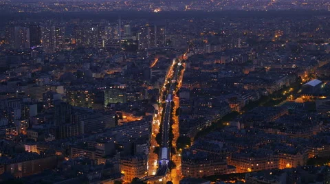 Paris at night in violet light, top view Vidéo 51126252