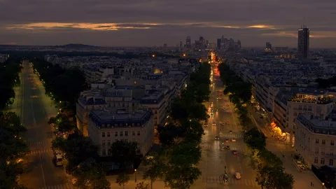 Paris nightscape panorama from Arc de Triomphe, Paris, France, Video Video stock 280266964