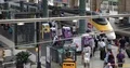Paris North Station Terminal with Tourists People and Intercity Trains Rush Hour 4k or 4k+ Resolution