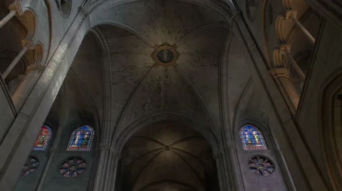 Paris Nortre Dame ceiling Stock Footage 55882433