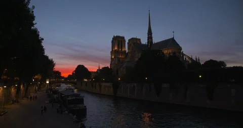 Paris Notre Dame Sunset Stock Footage 85817613