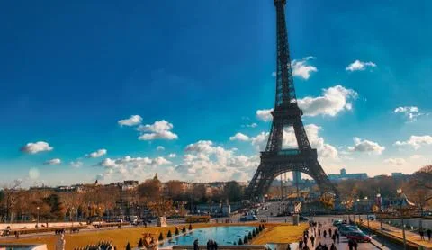 PARIS - NOVEMBER 2012: The Eiffel Tower in paris on a beautiful sunny day. Vi Stock Photos
