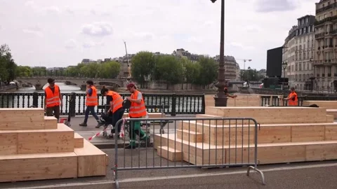 Paris is now fully armored for opening of Olympic Games, París, FR - 25 Jul 2024 Stock Footage 280190128