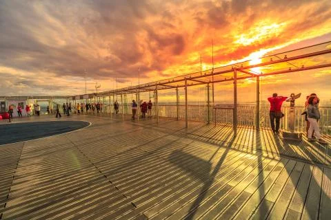 Paris observation deck sunset Stock Photos