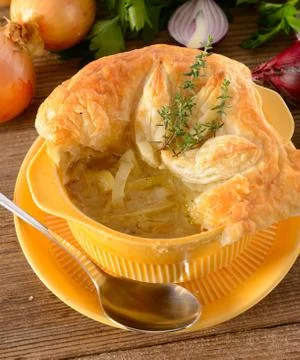 Paris onion soup Stock Photos