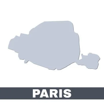 Paris outline map. Vector map of Paris city area borders with shadow Stock Illustration