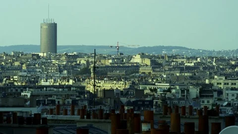 Paris over the rooftops Stock Footage 79258668