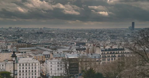 Paris Panorama: Montmartre Cloudscape Timelapse Stock Footage 273949836