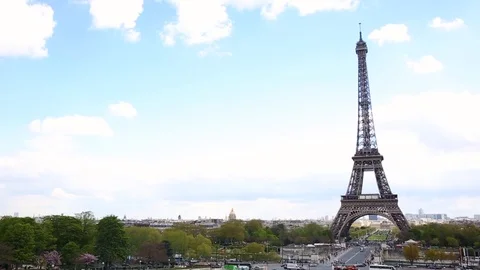 Paris panoramic view with the Eiffel Tower Stock Footage 71898312