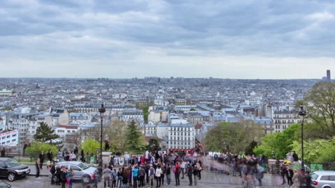 Paris panoramic view from the top of montmartre timelapse Stock Footage 186100321