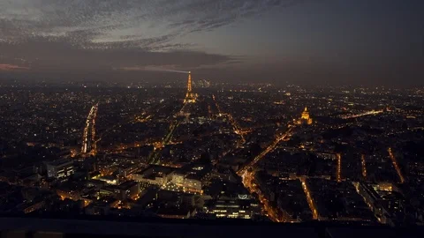 Paris Panoramic View Of Tour Eiffel Tower From Montparnasse Tower At Dusk Stock Footage 106230185