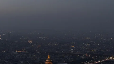 Paris Panoramic View Of Tour Eiffel Tower From Montparnasse Tower At Dusk Stock Footage 106230195