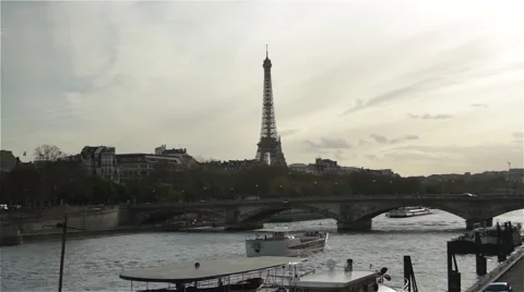 Paris - Paris - Eiffel Tower and the River Seine Stock Footage 50565002