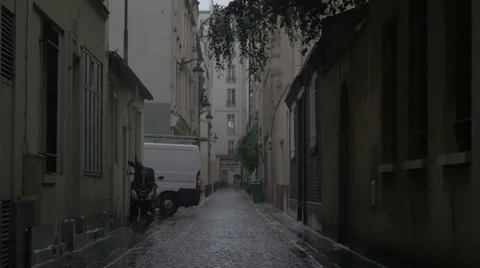 Paris Paris Eiffel Tower - rainy street Stock Footage 56026850