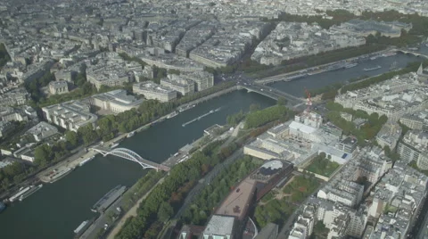 Paris Paris Eiffel Tower - river Stock Footage 56047904