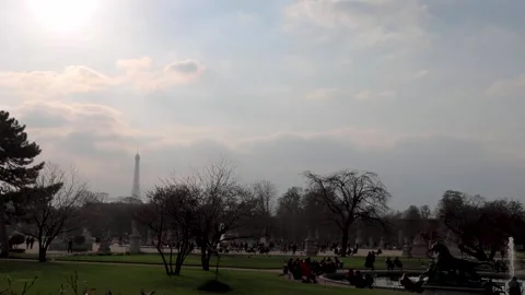 Paris Park with Eiffel Tower in the Background Stock Footage 235197162