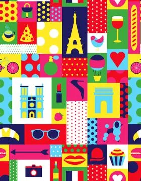 Paris pattern seamless geometric design Illustrazione stock