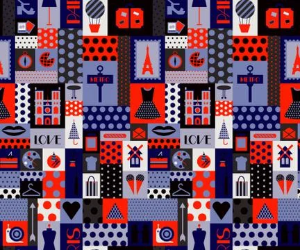 Paris pattern seamless geometric design Illustrazione stock