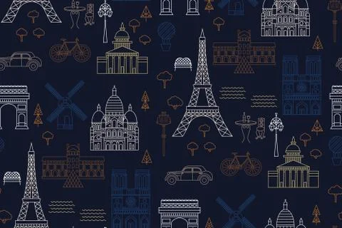 Paris pattern seamless geometric design Illustrazione stock