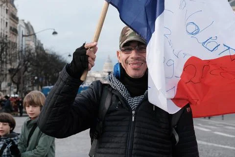 Paris Pension Strike Protest Stock Photos