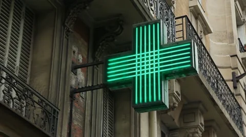 Paris Pharmacy sign. Video stock 11014278