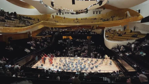 Paris Philharmonic is a complex of concert halls,interior view Stock Footage 238007546