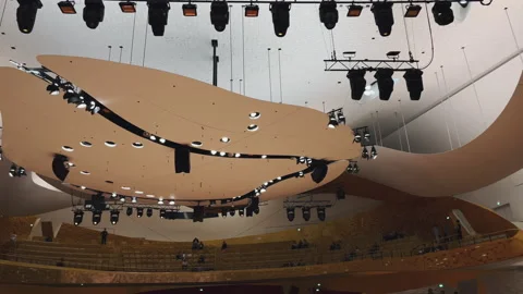 Paris Philharmonic is a complex of concert halls,interior view Stock Footage 238007565