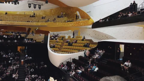 Paris Philharmonic is a complex of concert halls,interior view Stock Footage 238007585