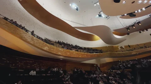 Paris Philharmonic is a complex of concert halls,interior view Stock Footage 238007618