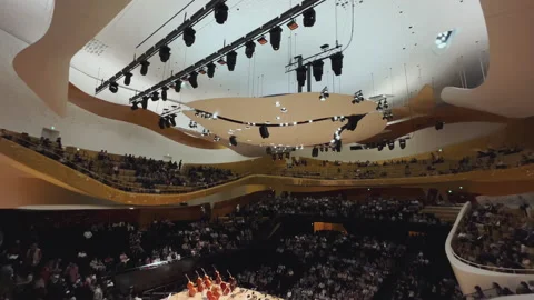 Paris Philharmonic is a complex of concert halls,interior view Stock Footage 238007649