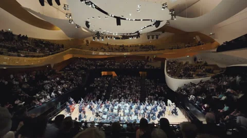 Paris Philharmonic is a complex of concert halls,interior view Stock Footage 238007705