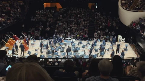 Paris Philharmonic is a complex of concert halls,interior view Stock Footage 238007943