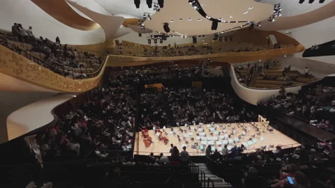 Paris Philharmonic is a complex of concert halls,interior view Stock Footage 238007977