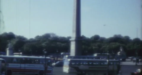 Paris Place de la Concorde 70s 80s 16mm Obelisk Stock Footage 46455383