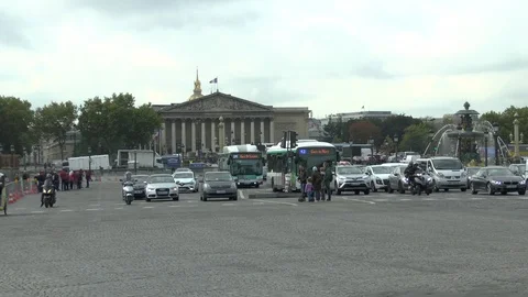 Paris. Place de la Concorde. View of the Palais Bourbon. Stock Footage 102632291